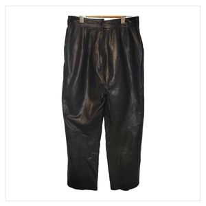 The Hide House Acton Leather Pants Black High Rise Vintage 90s Motorcycle 30